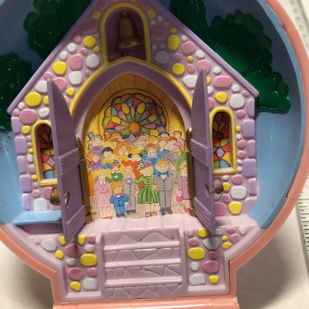 Polly Pocket Nancy's Wedding Day Pink Shell Compact Bluebird Toys Vintage 1989 - Picture 8 of 10